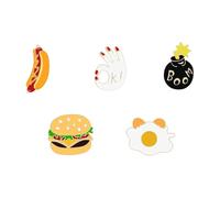 Lot de 4 à 9 broches d'animaux mignonnes avec yeux punk, stéthoscope et aliments, Normale, Métal non précieux