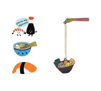 Lot de 4 à 9 broches d'animaux mignonnes avec yeux punk, stéthoscope et aliments, Normale, Métal non précieux
