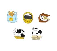 Lot de 4 à 9 broches d'animaux mignonnes avec yeux punk, stéthoscope et aliments, Normale, Métal non précieux