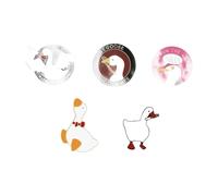 Lot de 4 à 9 broches d'animaux mignonnes avec yeux punk, stéthoscope et aliments, Normale, Métal non précieux