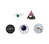 Lot de 4 à 9 broches d'animaux mignonnes avec yeux punk, stéthoscope et aliments, Normale, Métal non précieux