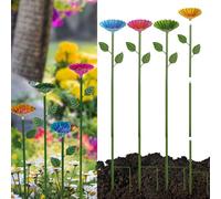 Lot de 4 abreuvoirs à insectes, 63 x 9 cm, en métal, en forme de fleur, abreuvoir pour le jardin, fournissant une source d'eau potable sûre pour les pollinisateurs d'abeilles