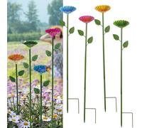 Lot de 4 abreuvoirs à insectes, 65 cm, avec prise de terre, pour le jardin, en métal, avec motif floral, pour décoration de jardin en plein air (4 couleurs)