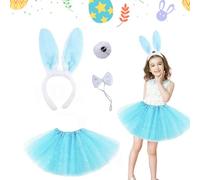 Lot de 4 accessoires de costume de lapin - Accessoires de costume de lapin - Bandeau avec animal pour enfants filles - Cosplay - Fête d'anniversaire - Carnaval Pâques - Accessoires de costume de lapin
