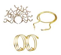 Lot de 4 accessoires de costume de serpent Medusas pour Halloween, serre-tête, collier, poignets pour femmes et filles