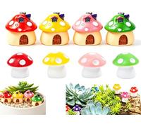 Lot de 4 accessoires de maison en forme de champignon avec 4 mini | Kit de décoration de jardin féérique pour la maison, le bureau, la décoration de gâteau, la voiture,