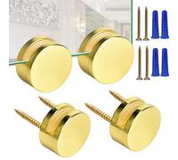 Lot de 4 accessoires de montage pour miroir sans cadre 3-5 mm - Kit de fixation à double vis avec longues vis et ancrages robustes - Doré