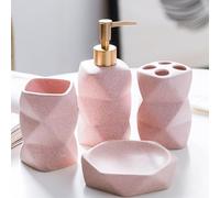 Lot de 4 accessoires de salle de bain en céramique avec porte-brosse à dents, distributeur de savon, porte-savon, gobelet à brosse à dents, cadeau idéal pour la maison, décoration de salle de bain