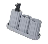 Lot de 4 accessoires de salle de bain - Porte-brosse à dents - Distributeur de savon moussant - Plateau de coiffeuse - Gobelets