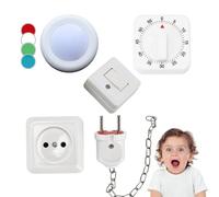 Lot de 4 Accessoires DIY pour Busy Board - pièces Lumineuses : Prise avec fiche, Interrupteur, LED, minuteur - Jouets Montessori - Articles pour Le développement sensoriel et précoce.