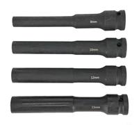 Lot de 4 adaptateurs à tête hexagonale en acier au chrome vanadium 1/2 | 8 mm, 10 mm, 12 mm, 13 mm pour hoc pour outils pneumatiques électriques | 4 pièces