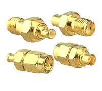 Lot de 4 adaptateurs coaxiaux SMA vers MCX mâle vers femelle pour antenne WiFi/réseaux/routeur WiFi/câble coaxial plaqué or MCX vers SMA