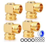 Lot de 4 adaptateurs coudés pour tuyau d'arrosage en laiton orientable à 90 | Rotation à 360 °, empêche les pliures, laiton massif, 3/4 pouces pour ght, durable et inoxydable