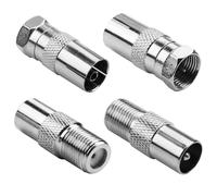 Lot de 4 adaptateurs d'air TV pour TV mâle/femelle TV T V coaxial,connecteurs d'antenne pour T-V,connecteurs de câble satellite,adaptateur de prise multimédia et appareils numériques,connecteurs