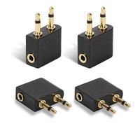 Lot de 4 adaptateurs de casque d'avion pour casque, adaptateur de casque d'avion - Connecteur Jack 3,5 mm plaqué or pour Sony, Bose, Beats, JVC, Sennheiser, Panasonic, Betron, etc