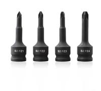 Lot de 4 adaptateurs de clé à douille en acier chromé forgé, compatibles avec les embouts de tournevis PZ1/PZ2/PZ3/PZ4, longueur 60 mm, noir, 4 pièces pour outils à main et équipement d'atelier