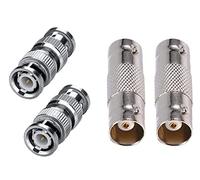 Lot de 4 adaptateurs de connecteur BNC, 2 pièces BNC mâle + 2 pièces BNC femelle