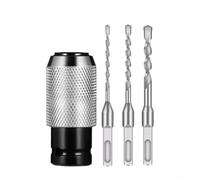 Lot de 4 adaptateurs de marteau électrique en alliage d'acier multi-matériaux pour la conversion de perceuse avec 4 embouts, 0,6 à 1,2 cm, interface à fente carrée pour clé électrique, bois, béton