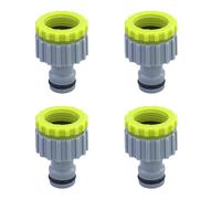 Lot de 4 adaptateurs de robinet, raccord de tuyau d'arrosage, raccord de tuyau en plastique, 1/2", 3/4", 2 en 1, pour robinet de jardin, utilisé pour robinet (vert)