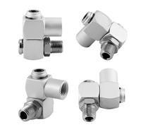 Lot de 4 adaptateurs de tuyau d'air NPT en aluminium de 6,35 mm 150 PSI Max 360 ° double pivotant