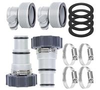 Lot de 4 adaptateurs de tuyau de piscine avec rondelle de serrage - 2 types de connecteurs de conversion - Adaptateur de tuyau de piscine de rechange pour pompes de connexion filetée Intex - Tuyaux de