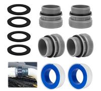 Lot de 4 adaptateurs de tuyau de piscine pour pompe de piscine, adaptateur de tuyau de piscine avec joint, pour tuyau de 40 mm à 1 1/2", compatible avec les pompes à filtre Intex, Coleman