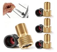 Lot de 4 adaptateurs de valve de vélo en laiton Presta Schrader + 4 bouchons de valve, convertisseur de valve universel pour valves Presta Dunlop, accessoires de vélo, adaptateur de pompe à air