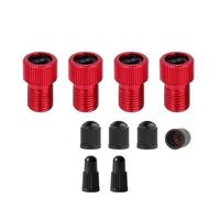 Lot de 4 adaptateurs de valve pour convertisseur Presta vers Schrader, alliage d'aluminium CNC pour pompe à vélo avec joint en silicone pour anneau pour gonflage de pneus de vélo, rouge/noir/vert/or