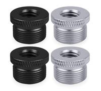 Lot de 4 Adaptateurs Filetés pour Microphone 5/8"" mâle vers 3/8"" femelle pour Microphone Blue Yeti/Blue Snowball/Yeti X Support de Microphone d'Installation (noir et argent)
