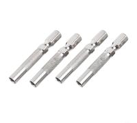 Lot de 4 adaptateurs hexagonaux de 6,35 mm à 4 mm pour tournevis électrique - Convertisseur d'extension en acier pour réparation automobile Argenté