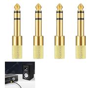 Lot de 4 adaptateurs jack audio HQ 6,35 mm mâle vers jack 3,5 mm femelle stéréo plaqué or pour clavier, haut-parleur, guitare, piano
