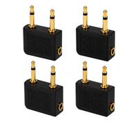 Lot de 4 adaptateurs pour casque d'avion 2 broches vers jack 3,5 mm, plaqué | Adaptateur d'avion plaqué or à 2 broches avec prise jack 3,5 mm pour les systèmes de divertissement embarqués compatibles et