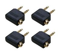 Lot de 4 adaptateurs pour casque d'avion, prise audio d'avion, adaptateur d'avion, double prise 3,5 mm vers prise jack 3,5 mm, plaqué or