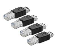Lot de 4 adaptateurs réseau USB 2.0 femelle vers LAN RJ45 8P8C mâle Crystal Ethernet 10 Mb/100 Mo