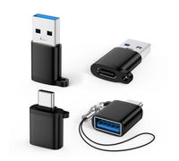 Lot de 4 adaptateurs USB A vers USB de type C, adaptateur convertisseur USB | Compatible avec MacBook Pro/Air, iPhone 17e 16e 16 Pro Max 16 Plus/15, Samsung Galaxy S26 Ultra/S25/S24/S23/S22