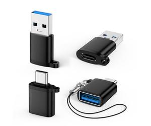 Lot de 4 adaptateurs USB A vers USB de type C, adaptateur convertisseur USB | Compatible avec MacBook Pro/Air, iPhone 17e 16e 16 Pro Max 16 Plus/15, Samsung Galaxy S26 Ultra/S25/S24/S23/S22