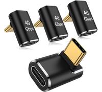 Lot de 4 adaptateurs USB C à 90 degrés USB C mâle vers USB C Femelle connecteur à Angle Droit pour Steam Deck, Switch, Laptop, Tablette, téléphones et Autres appareils de Type C ¿ Noir