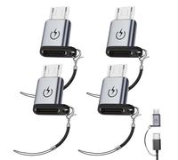Lot de 4 adaptateurs USB C vers micro USB C femelle vers micro USB, prend en charge la charge rapide de 18 W, ne prend pas en charge la connexion OTG, comme les écouteurs, les disques durs externes