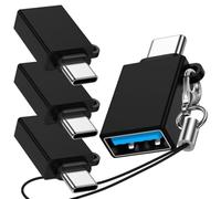 Lot de 4 adaptateurs USB C vers USB, transfert de données haut débit, adaptateur OTG USB C mâle vers USB 3.0 femelle pour Samsung Galaxy S26 Ultra S25 S24 S23 S22, iPhone 17e 17 16 15 Pro Max, iPad