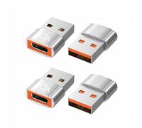 Lot de 4 adaptateurs USB vers USB C, 10 A, 200 W, charge rapide, USB 2.0, transfert de données 480 Mbps, convertisseur de chargeur USB C femelle vers mâle pour Ma-cBook Pad téléphone 17/16/15 G-alaxy