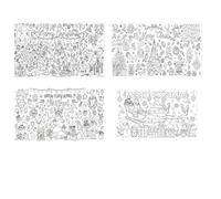 Lot de 4 affiches géantes de Noël à colorier - 78,7 x 183 cm - Bannière en papier de Noël Jumbo - Activités de jeux pour enfants - Nappe de coloriage pour fêtes à la maison (G-4 pièces)