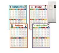 Lot de 4 affiches sur les mathématiques, couleurs vives et robustes, décoration pour la salle de e mathématiques, pour l'école maternelle, mur d'apprentissage, éducation
