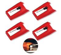 Lot de 4 Aiguilles de Tourne Disque, Aiguille Diamant Stylet de Remplacement Universelles Pointe de Lecture Tourne-Disque Aiguille Platine Vinyle Aiguilles Rubis de Remplacement Aiguille Diamant