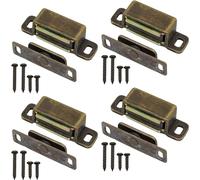 Lot de 4 aimants de placard magnétiques puissants en laiton antique avec vis pour salle de bain, cuisine, placard, fermeture de porte.