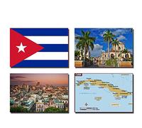 Lot de 4 aimants de réfrigérateur Cuba - Motif carte de Cuba