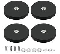 Lot de 4 aimants en néodyme caoutchoutés Ø 43 mm avec filetage extérieur M6, 10 kg de force d'adhérence Systèmes magnétiques avec gaine en caoutchouc, pour vis œillet ou crochet