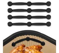 Lot de 4 aimants pour papier sulfurisé Airfryer - Aimants pour papier sulfurisé en silicone - 13 cm - Noir - Pour friteuse à air chaud Ninja, Philips, Cosori