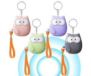 Lot de 4 alarmes de poche pour femme : 130 dB auto-défense avec éclairage LED et porte-clés, alarme personnelle pour femmes, style hibou pour femmes, enfants, personnes âgées (A)