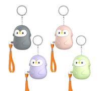 Lot de 4 alarmes de poche pour femmes : 130 dB, alarme personnelle avec éclairage LED et porte-clés, style pingouin, alarme d'autodéfense, pour femmes, enfants, personnes âgées, quart de nuit