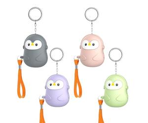Lot de 4 alarmes de poche pour femmes : 130 dB, alarme personnelle avec éclairage LED et porte-clés, style pingouin, alarme d'autodéfense, pour femmes, enfants, personnes âgées, quart de nuit